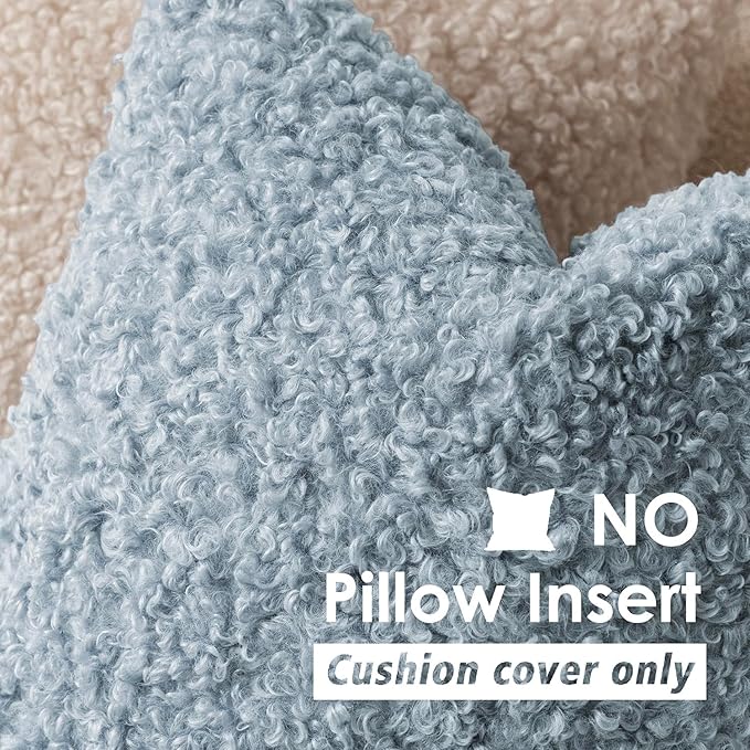 Foindtower 2 Pieces 24x24 Inch Misty Blue, Faux Fur Throw Pillow Cover Accent - Image 3