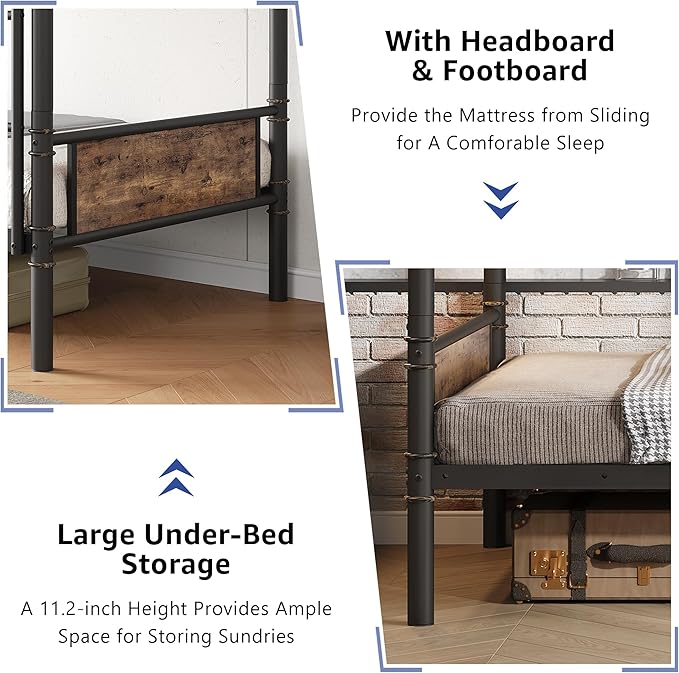 Metal Bunk Bed Twin Over Twin, Industrial Bunkbeds Heavy Duty Bed - Image 6