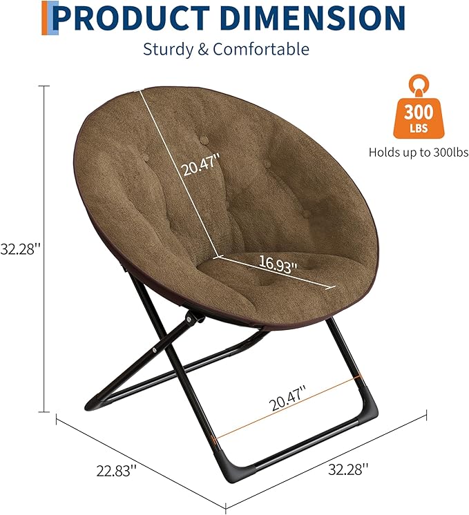 Saucer Chair, XL Foldable Lounge Chair - Image 3