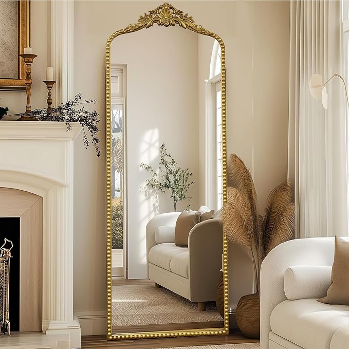 G-LEAF Vintage Baroque Full Length Floor Mirror 22"X65", Victorian Antique - Image 2