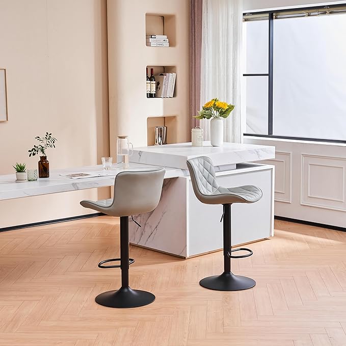 YOUNUOKE Bar Stools Set of 2 Faux Leather Barstools - Image 9