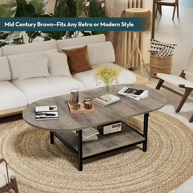 SAYGOER Folding Coffee Tables for Living Room 2-Tier Extended Coffee Table - Image 3