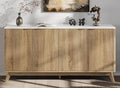 Buffet Cabinet with Storage, Fluted Multifunctional Storage Cabinet with 4 Doors by Unknown