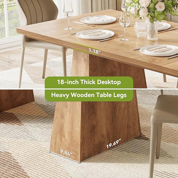 LITTLE TREE Dining Table for 6 People, Wooden Table, Rectangle Furniture - Image 6