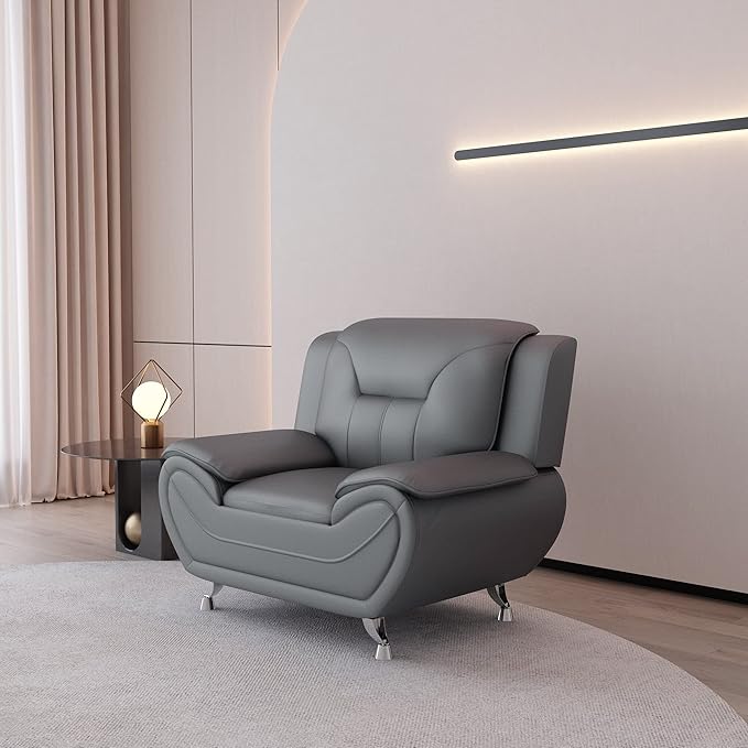 Container Furniture Direct Michael Modern Faux Leather Upholstered Stainless - Image 5
