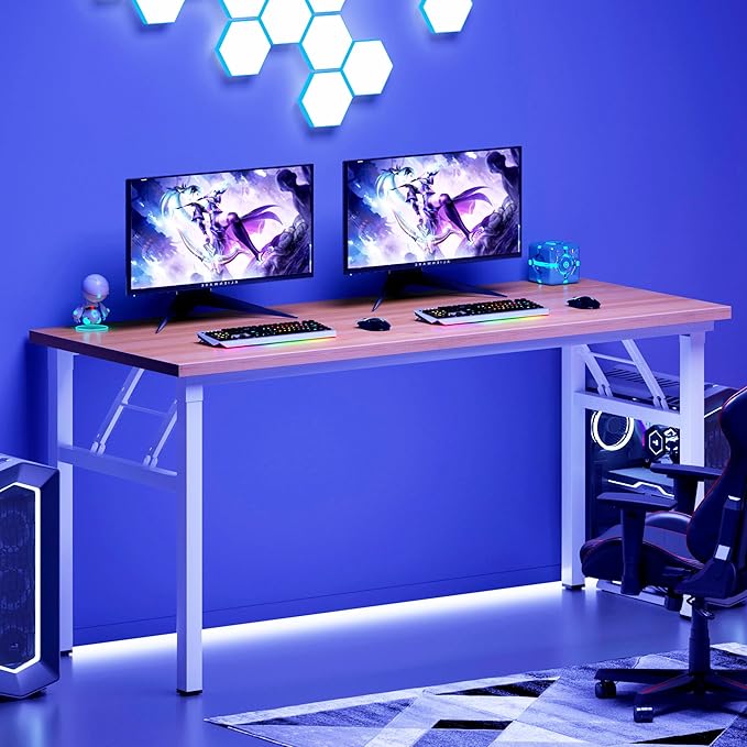 DlandHome Large Computer Desk, Folding Desk, Decent and Steady Home Office - Image 5