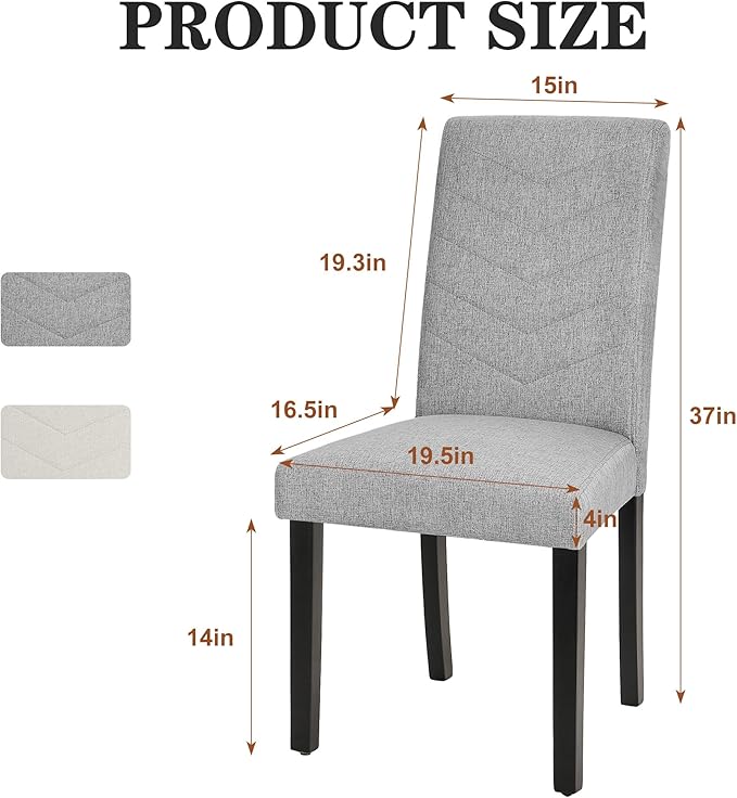 VECELO Upholstered Dining Chairs Set of 4, Fabric Wood Legs High Back - Image 3
