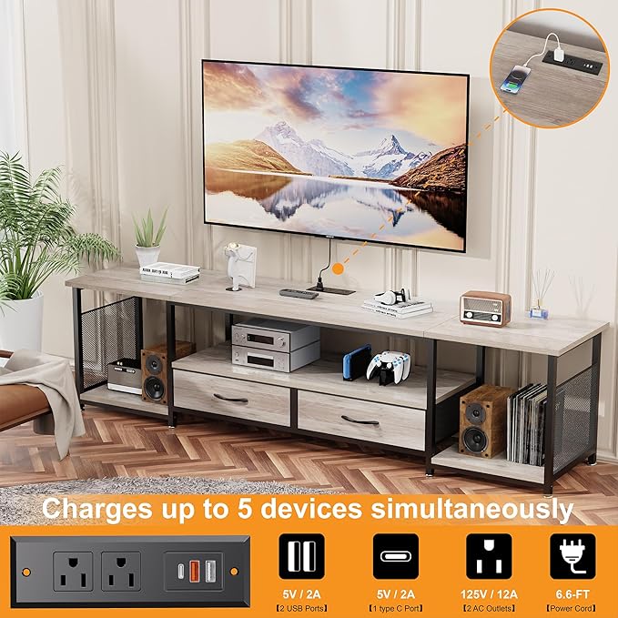 TV Stand with Drawers and Power Outlets - Image 2