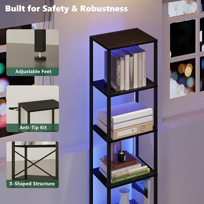 6-Tier Bookshelf, Tall Narrow Bookcase - Image 5