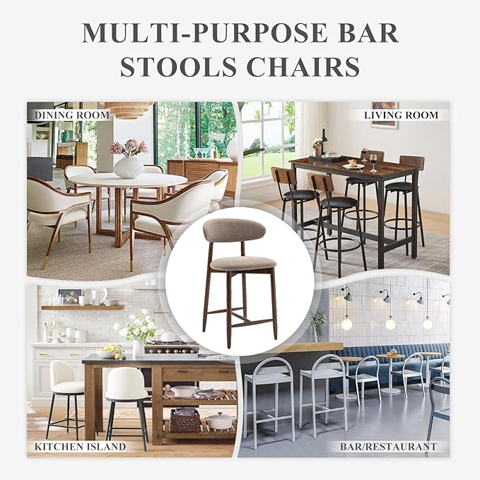 COLAMY Bar Stools Set of 2, Counter Height Barstools, Upholstered Counter Stools - Image 7