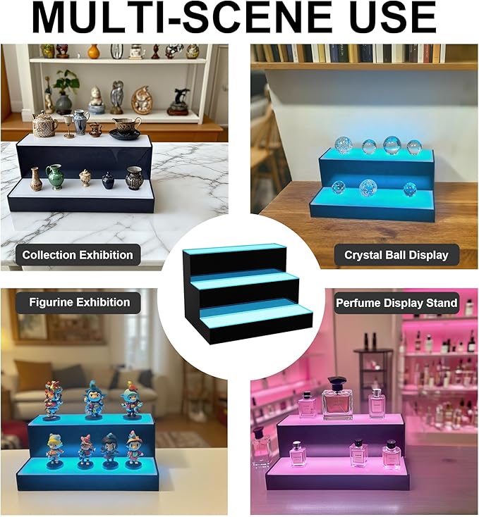 MESAlLUP Acrylic 16 Inch 2 Tier High Light LED Liquor Bottle Display Shelf - Image 7