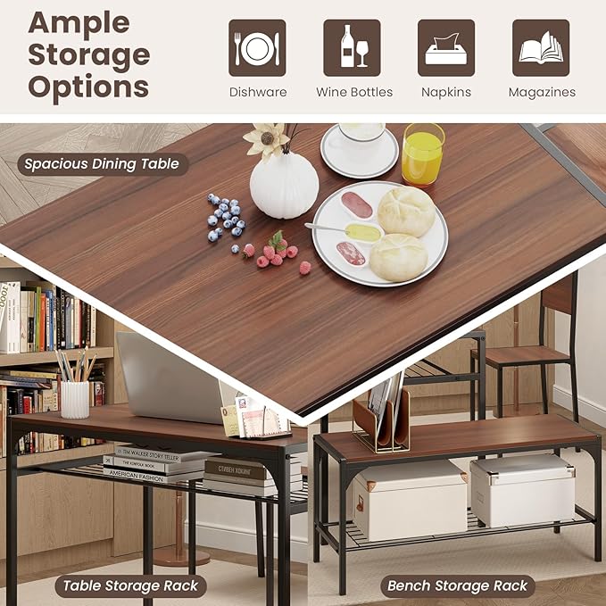 Tangkula Dining Table Set for 4, Kitchen Table and 2 Chairs for 4 - Image 5