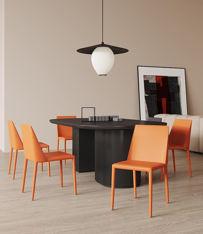 Manhattan Comfort Paris Modern Saddle Leather Dining Chairs, Metal Frame - Image 2