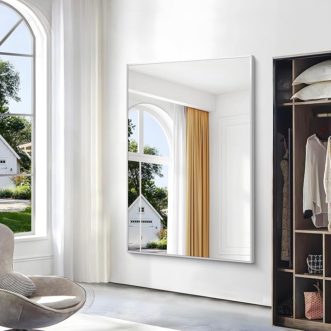 BONEWEI Silver Bathroom Mirror, 60x40 inch Wall Mirror - Image 3