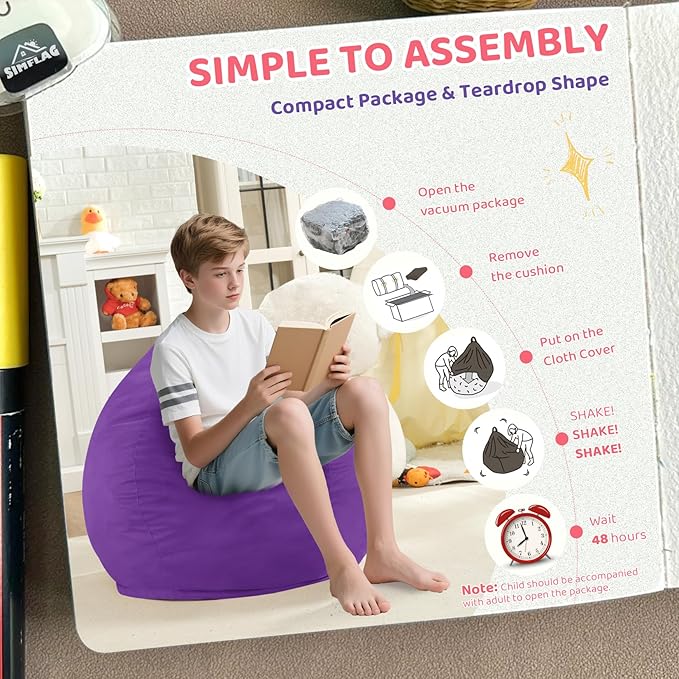 2FT Bean Bag Chair, Comfy Bean Bag Chairs - Image 6