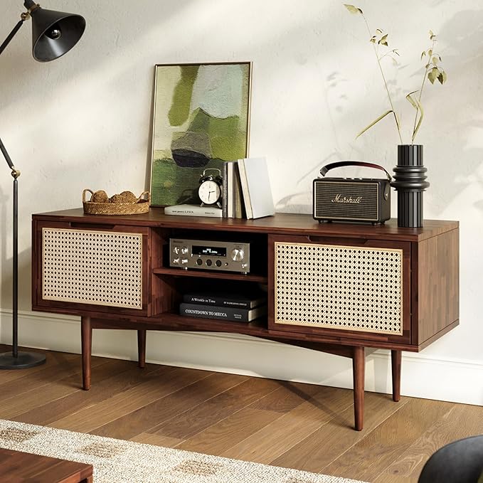 Bme Oliver TV Stand for TVs up to 55", Mid-Century Solid Wood TV Console by Bme