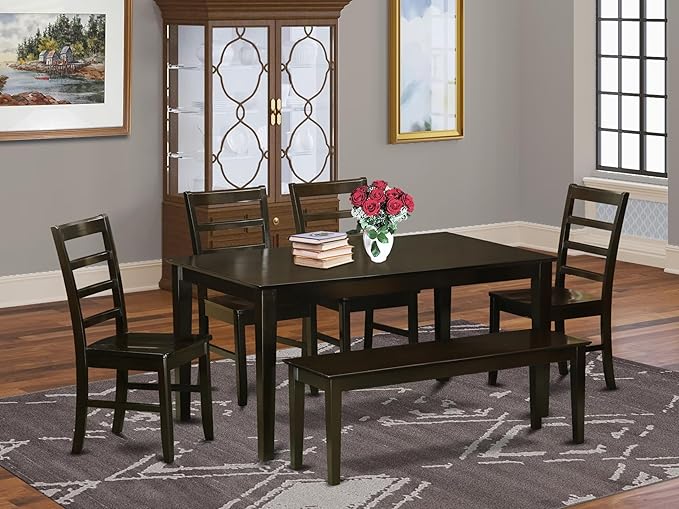 East West Furniture CAPF6-CAP-W 6 Piece Dining Table Set Contains a Rectangle - Image 2