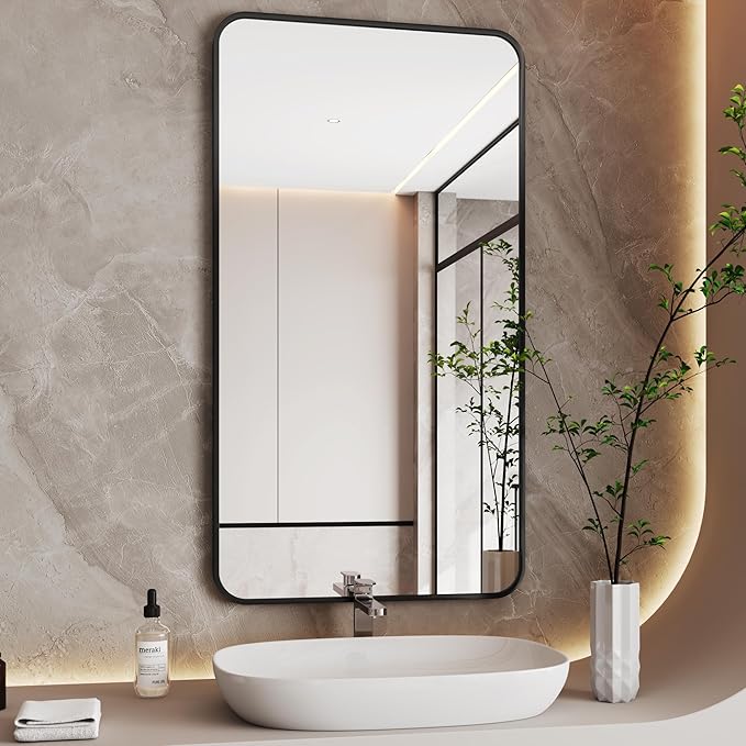 Black Vanity Mirror, 30x55 Black Bathroom Mirror, Large Bathroom Mirror - Image 2