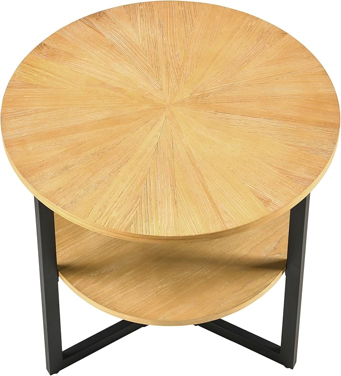 LEEMTORIG Round Side Table, Large End Table Nightstand - Image 6