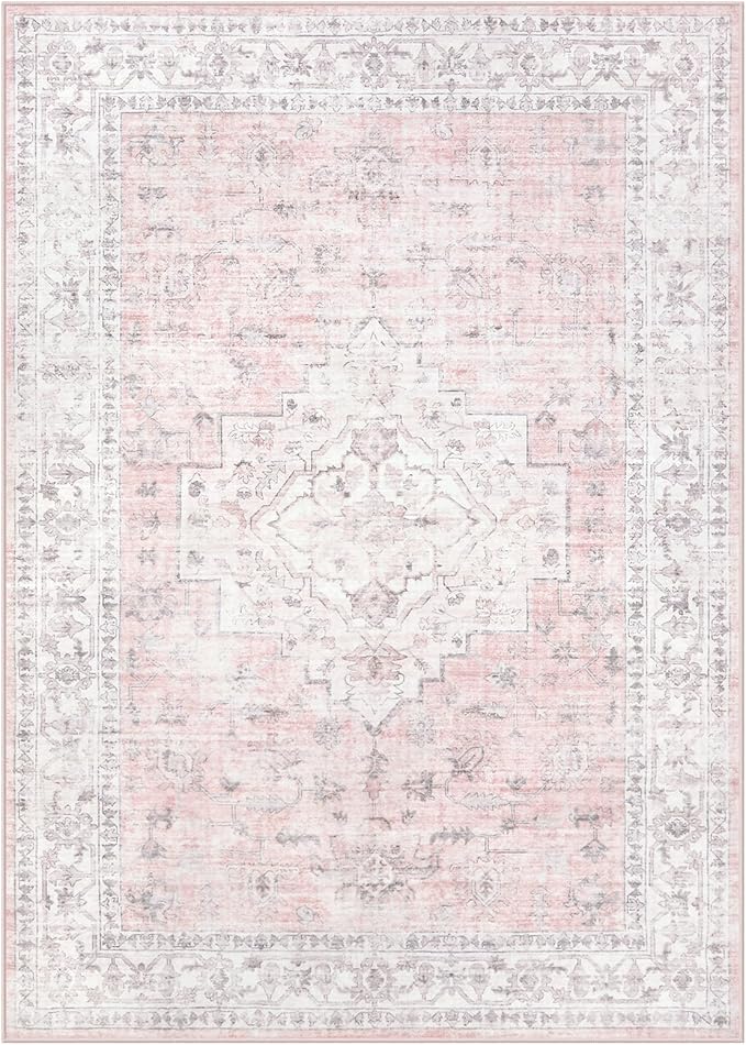 LIVEBOX Pink 10x14 Area Rug for Bedroom Girls, Boho Washable Rugs for Living - Image 9