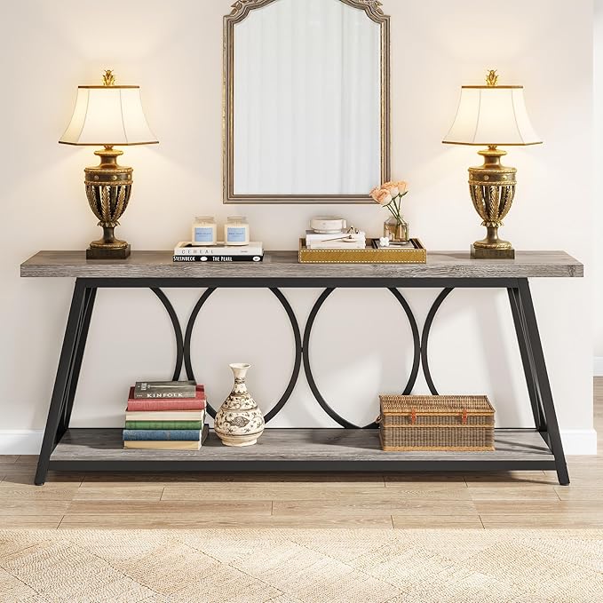 Tribesigns 70.9 inch Extra Long Console Table, Industrial Sofa Table Behind - Image 4