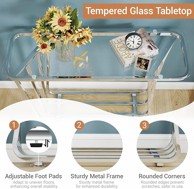 OIOG Glass Console Table for Entryway, Modern Entrance Table - Image 4