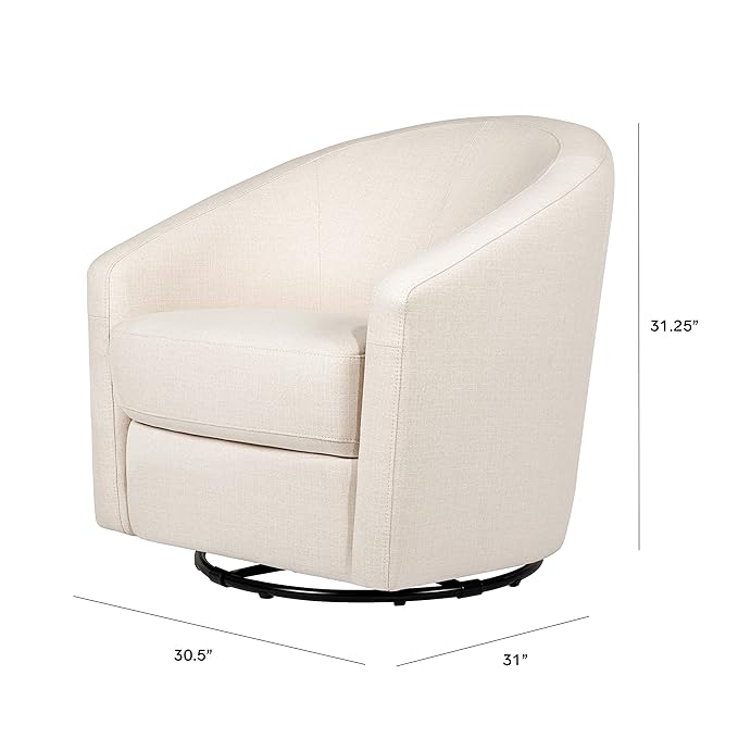 babyletto Madison Swivel Glider in Performance Natural Eco-Twill, Water - Image 3