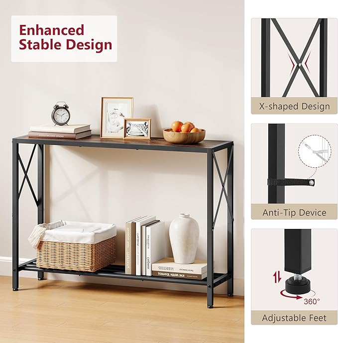 Tajsoon Console Table 41.8”, 2-Tier Industrial entryway Table, Narrow Sofa Table - Image 5