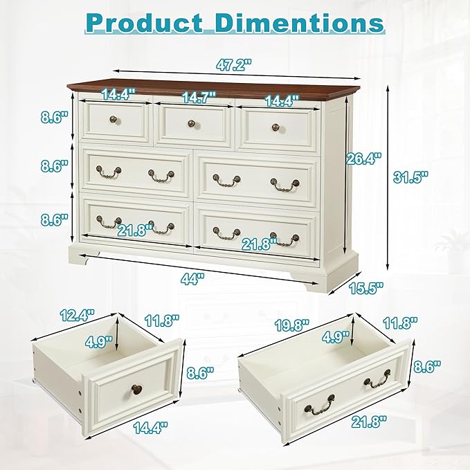 47.2" Farmhouse Sideboard Buffet Cabinet - Image 2