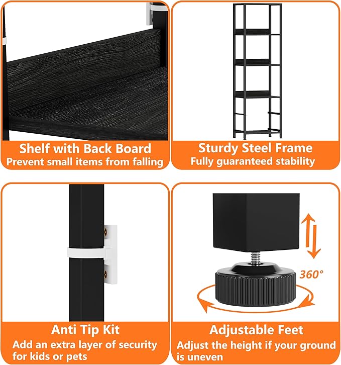 Furnulem 4-Tier Corner Shelf, Bookshelf - Image 7