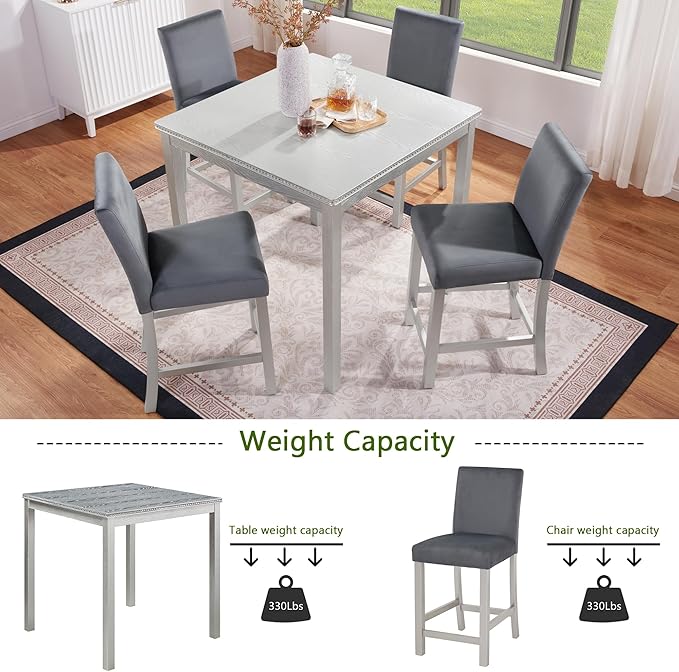 KEIKI 5-Piece Counter Height Dining Table Set - Image 5