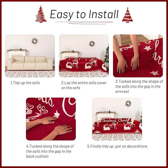 MYSKY HOME Christmas Couch Cover Sofa Cover, Couch Covers - Image 6