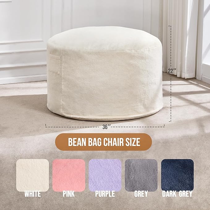 Hobestluk 3ft Bean Bag Chairs for Adults Large Beanbag Chair - Image 2