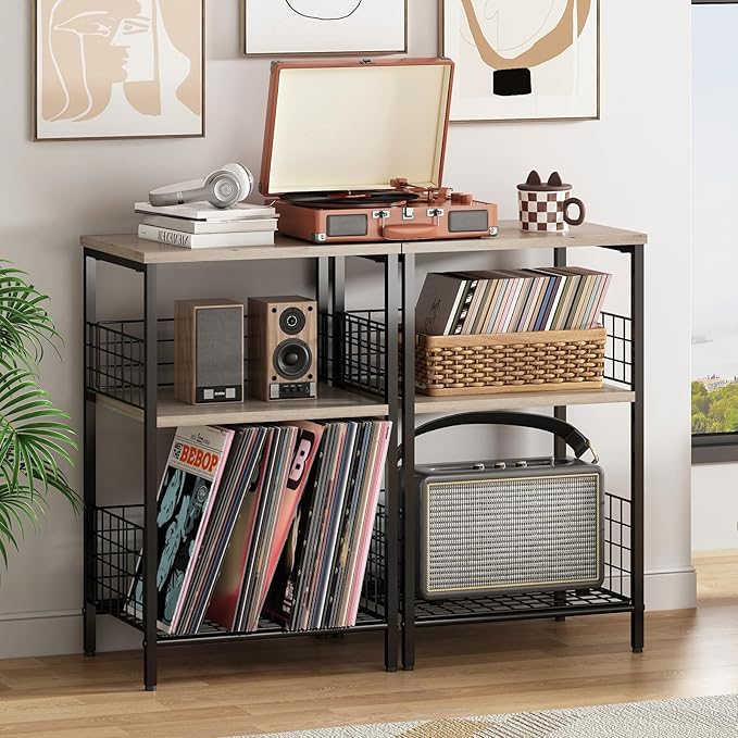 X-cosrack Side Table, Small End Table Record Player Stand - Image 8