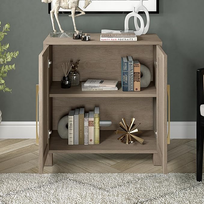 Henn&Hart 28" Wide Rectangular Accent Cabinet in Weathered Gray, - Image 6