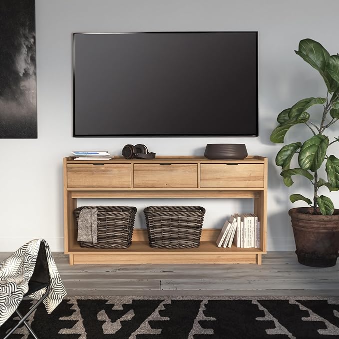 Prepac Natural Oak Simply Modern Entryway Table, Narrow Console Table - Image 11
