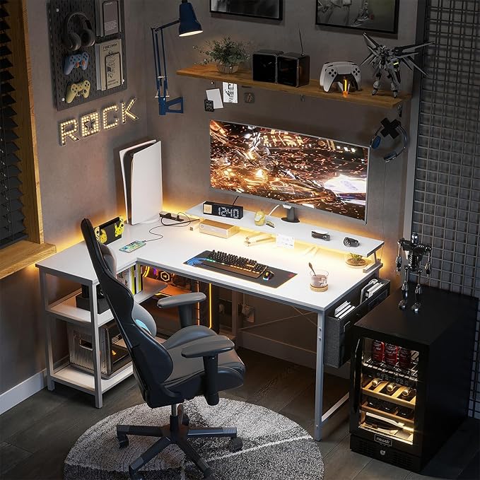ODK 48 Inch Gaming Desk with USB Charging Ports and LED Lights, Reversible L - Image 7