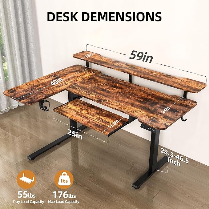 59 Inch L Shaped Standing Desk - Image 3
