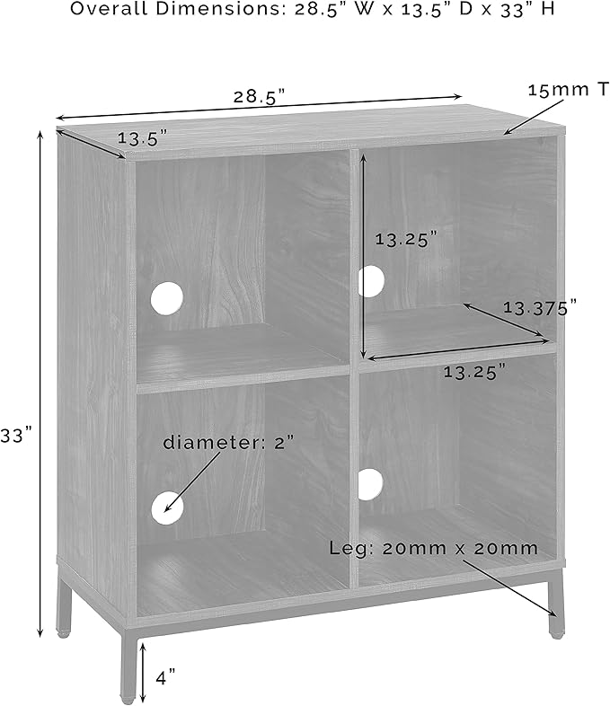 Crosley Furniture Jacobsen Storage Cube Bookcase and Record Player Stand - Image 3
