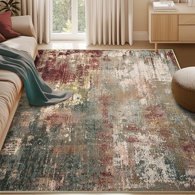 Washable Area Rugs 5'x7' Non-Slip Modern Abstract Soft by RELEANY