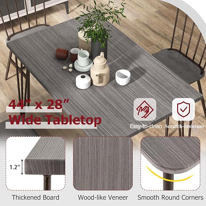 Tangkula Dining Table Set for 4, Kitchen Table and Chairs Set of 4 w/Metal Frame - Image 8