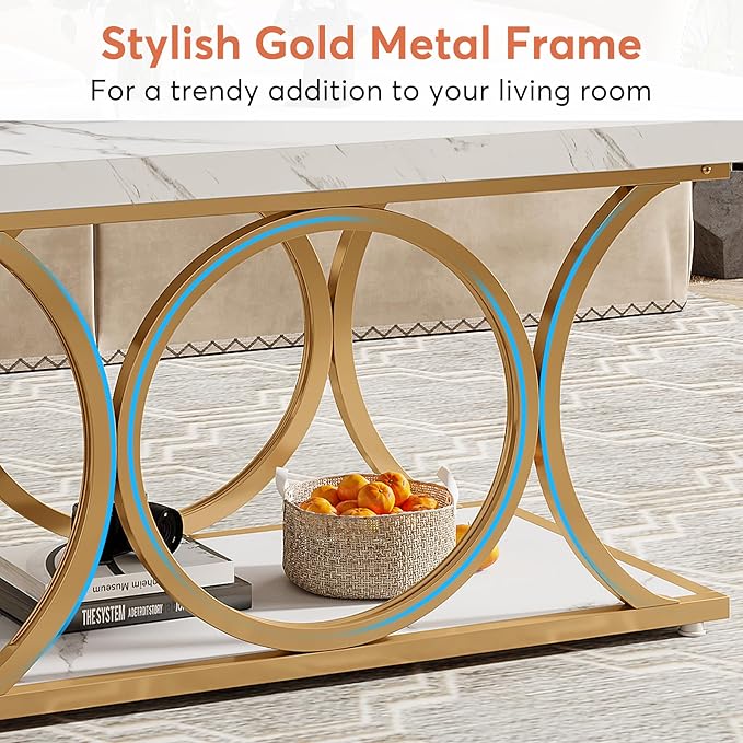 Tribesigns Rectangle Coffee Table, 46.45-inch Modern Coffee Tables - Image 8