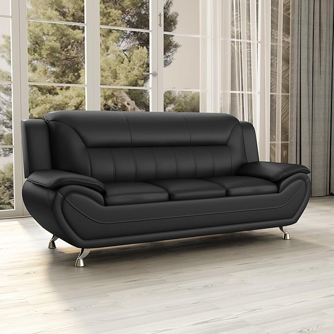 Container Furniture Direct Michael Modern Faux Leather Upholstered Stainless - Image 15