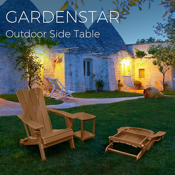 Adirondack Square Outdoor Side Table, 2-Tier Storage Patio Side Table, HDPE End - Image 6