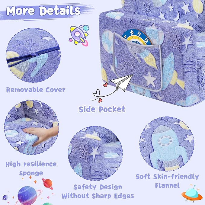 Toddler Chair Comfy, 2-in-1 Soft Toddler Couch Fold Out - Image 5