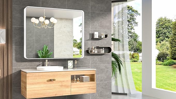 TokeShimi 42 x 36 Inch Bathroom Mirror White Vanity Wall Mirror - Image 2