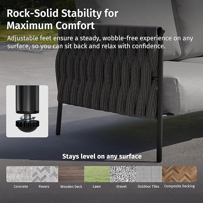 EAST OAK 3-Piece Patio Furniture Set | Armchairs & Coffee Table | Outdoor - Image 5