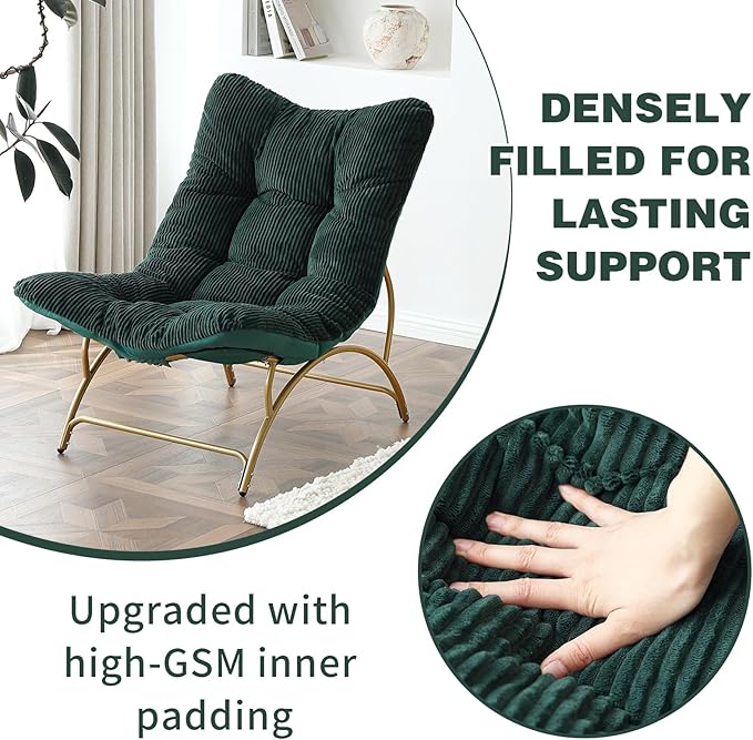 Welnow Accent Lounge Lazy Chair, Comfy Soft Leisure Metal Frame Reading Chair - Image 5