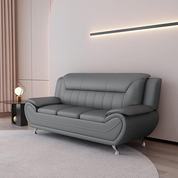 Container Furniture Direct Michael Modern Faux Leather Upholstered Stainless - Image 13
