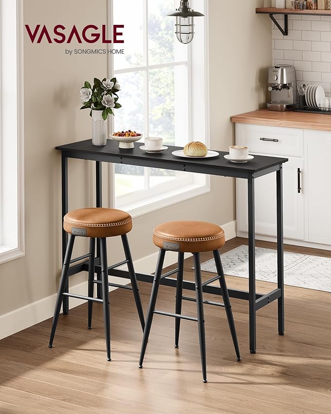 VASAGLE Bar Table, Narrow Long Kitchen Dining Table, Sturdy Metal Frame - Image 2